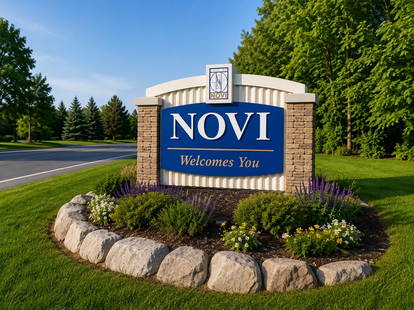 Novi, MI welcome sign